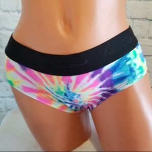 VS PINK Rainbow Tie Dye Logo Hipster Panties neon Medium nwt new sold out